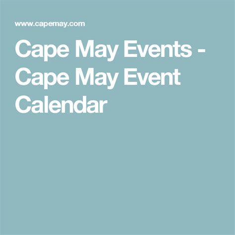 Cape May Event Calendar