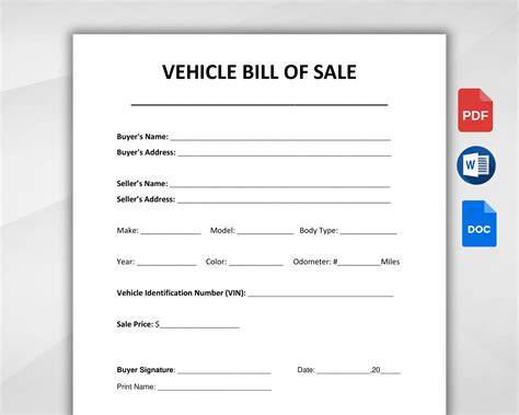 Car Bill Of Sale Printable Pdf