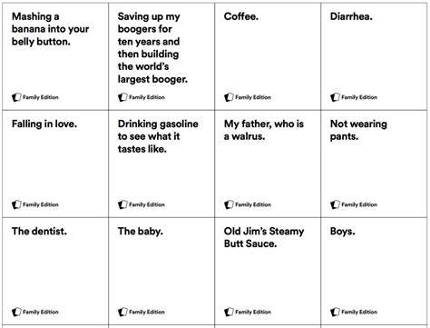 Cards Against Humanity Printable Cards
