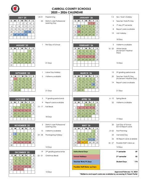 Carroll County Schools Calendar