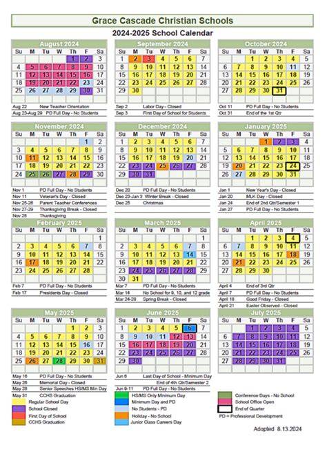 Cascade Christian School Calendar