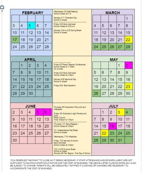 Cca School Calendar 24 25