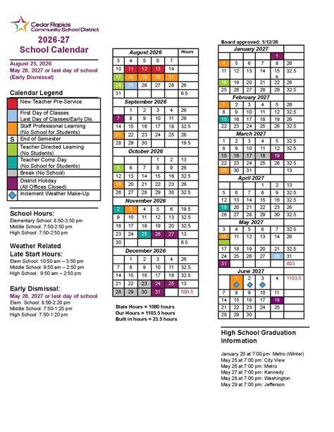 Cedar Rapids Schools Calendar