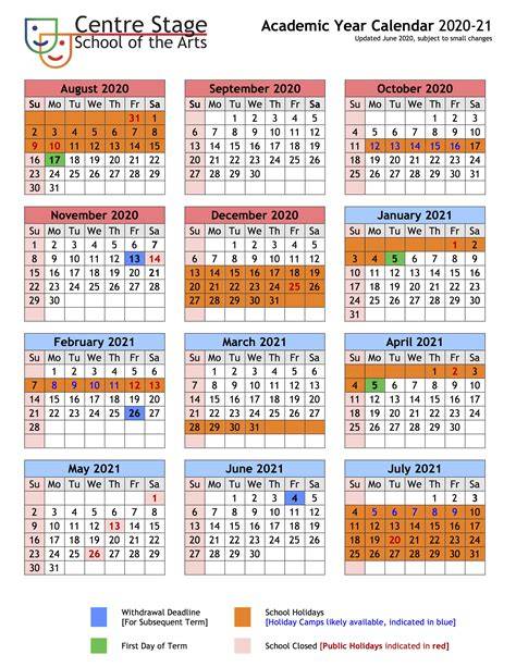 Centre Academic Calendar