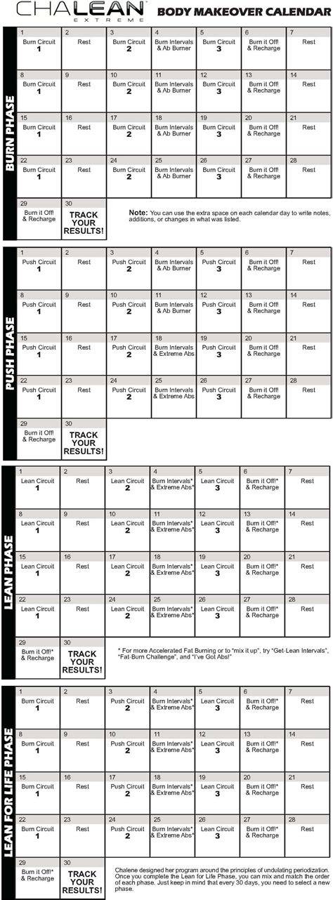 Chalean Extreme Calendar