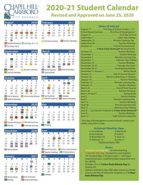 Chapel Hill Calendar
