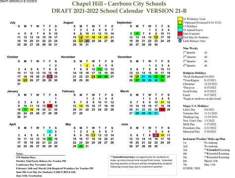 Chapel Hill Carrboro Schools Calendar