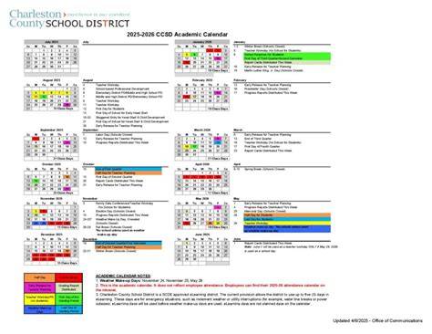 Charleston County Academic Calendar