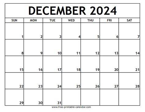 december 2024 calendar