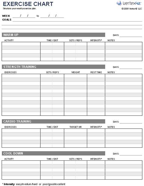 Chart For Exercise Free Printable