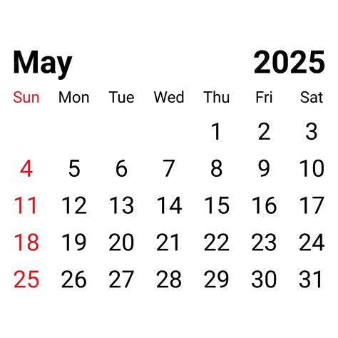 may 2025 calendar