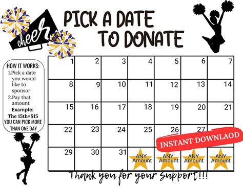 Cheer Fundraiser Calendar