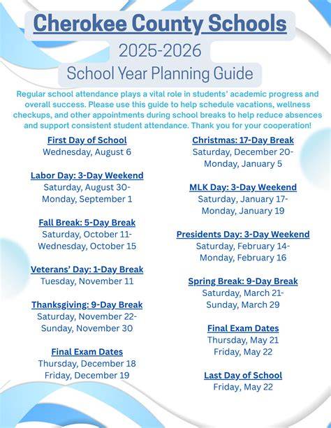 Cherokee Schools Calendar