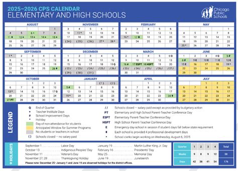 Chicago Public Schools 2025 26 Calendar