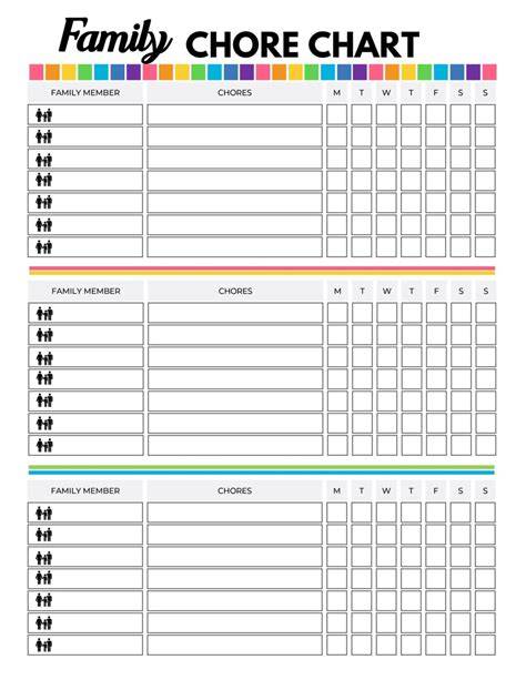 Chore Chart Template Printable