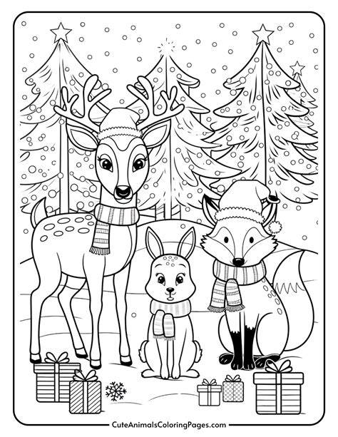 Christmas Animals Colouring Pages
