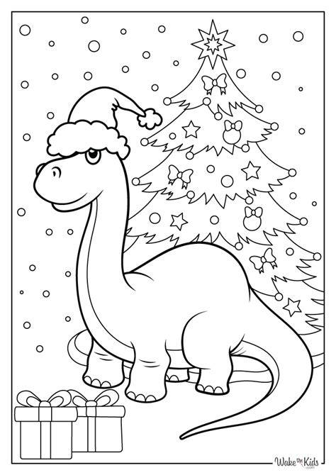 Christmas Dinosaur Coloring Sheets