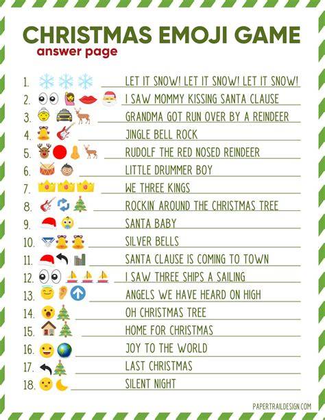 Christmas Emoji Game With Answers Printable