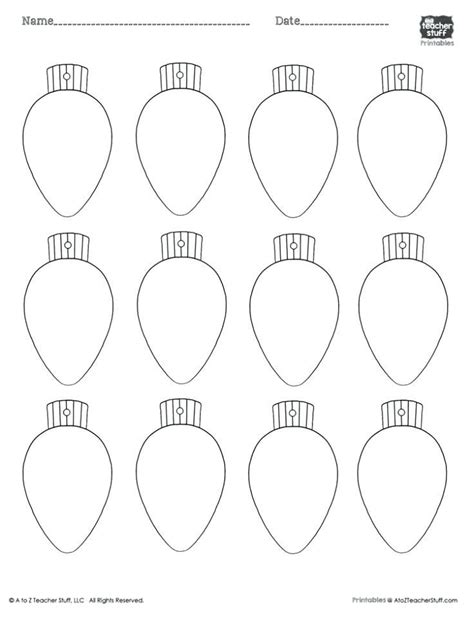 Christmas Light Bulb Template Printable
