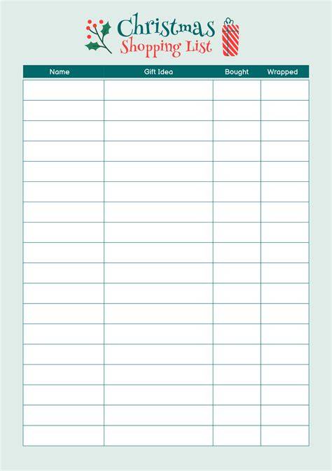 Christmas Shopping List Printable