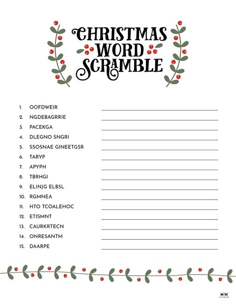 Christmas Word Games Printable