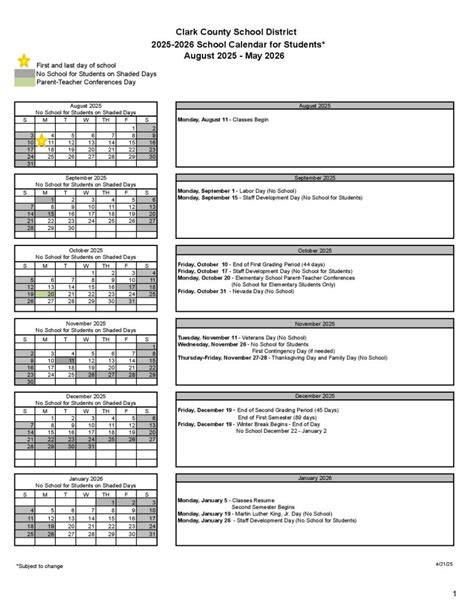 Clark Elementary Calendar