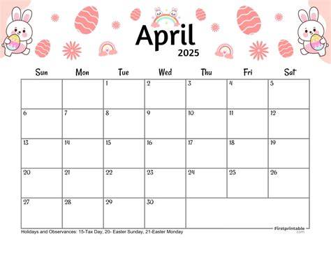 free printable april 2025 calendar