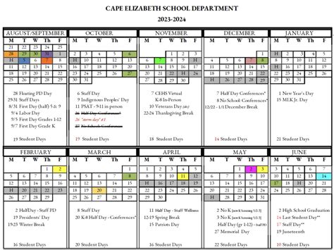 second department calendar