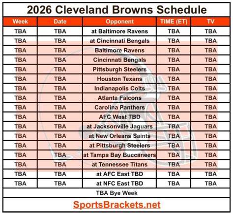 Cleveland Browns Schedule Printable