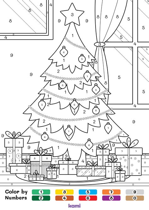 Color By Number Christmas Tree