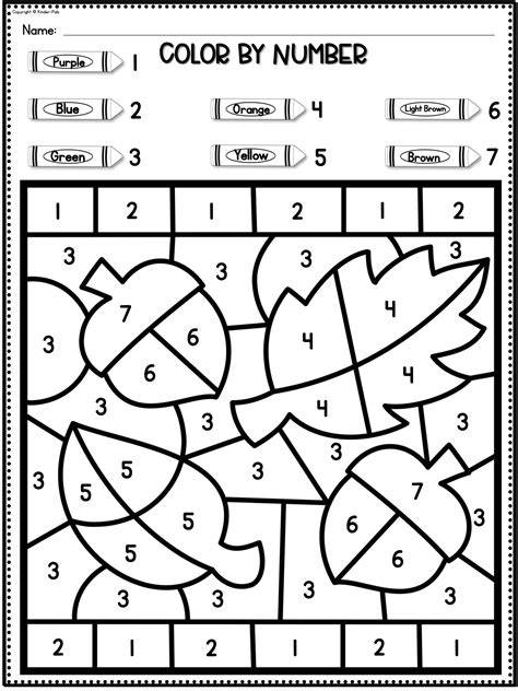 Color By Number Sheets