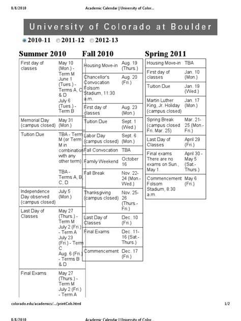 Colorado Boulder Academic Calendar