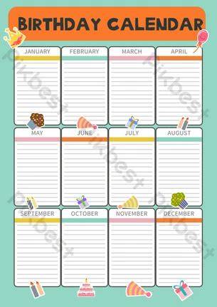 birthday calendar template