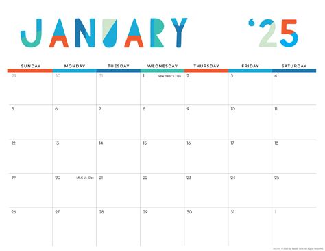blank calendar 2025