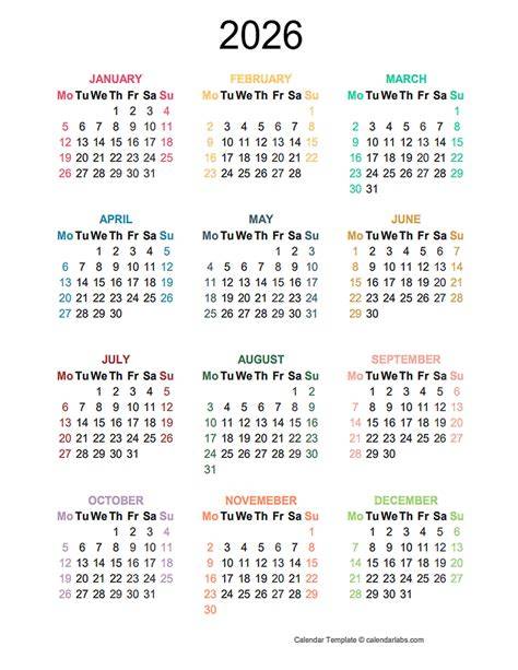 calendar with week numbers