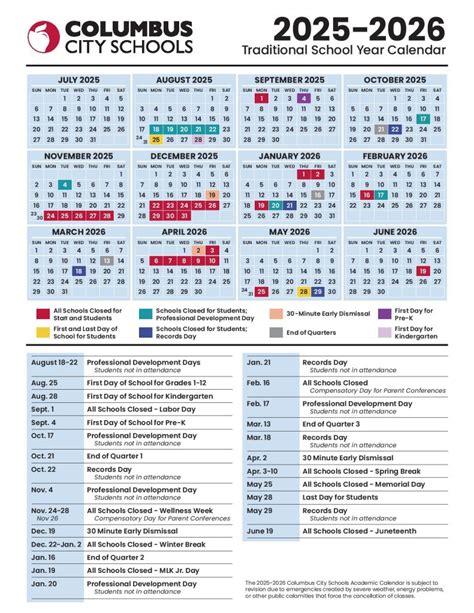 columbus city schools calendar