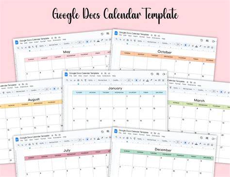 google docs calendar template