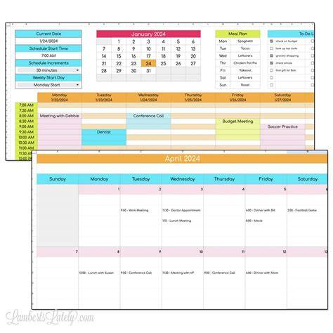 google sheets calendar template