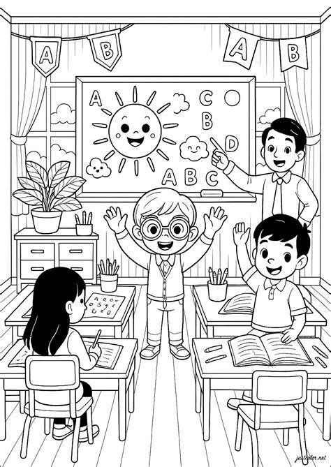 Coloring Page Of A Classroom