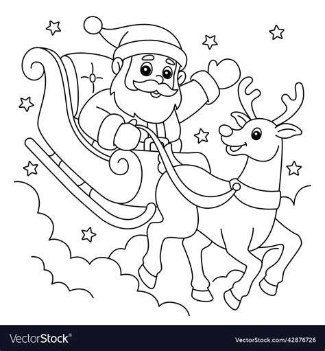 Coloring Picture Of Santa And Reindeer
