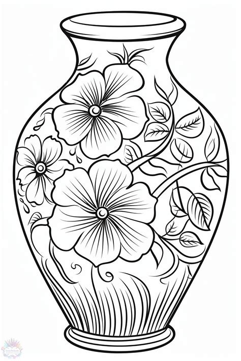 Colouring Pages Flowers In A Vase