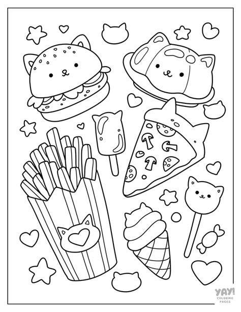 Colouring Pages Kawaii Food