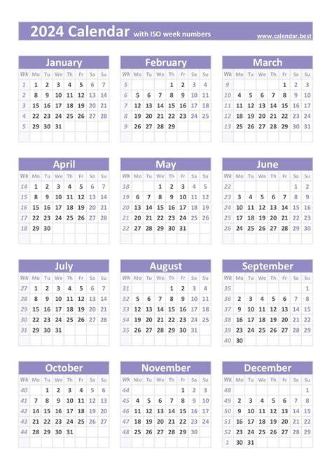 calendar with week numbers