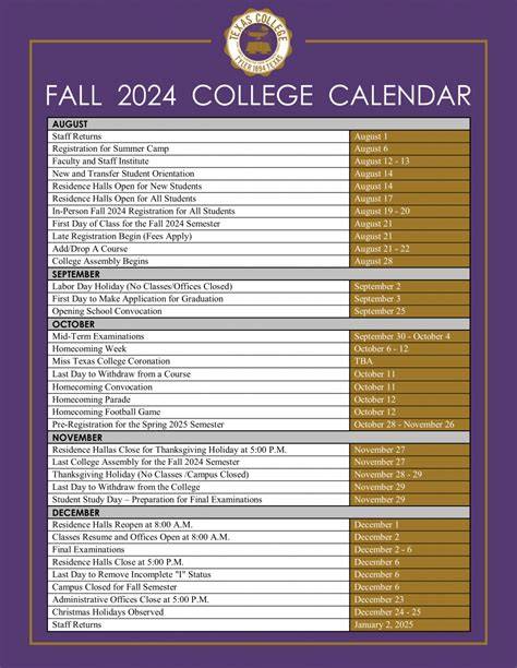 fall 2024 calendar
