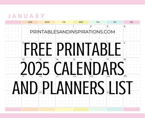 free printable 2025 calendar printable