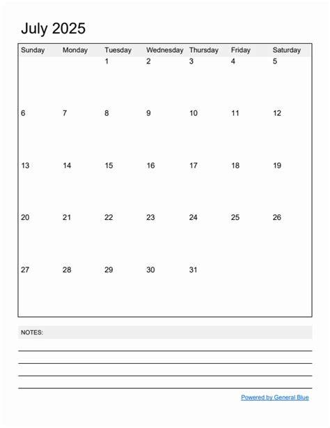 july 2025 calendar