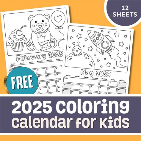 coloring calendar 2025
