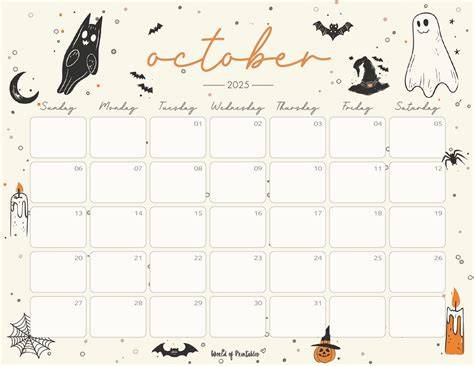 calendar of halloween