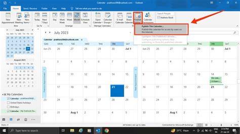how to share outlook calendar