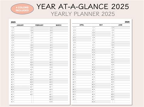 one page calendar 2025